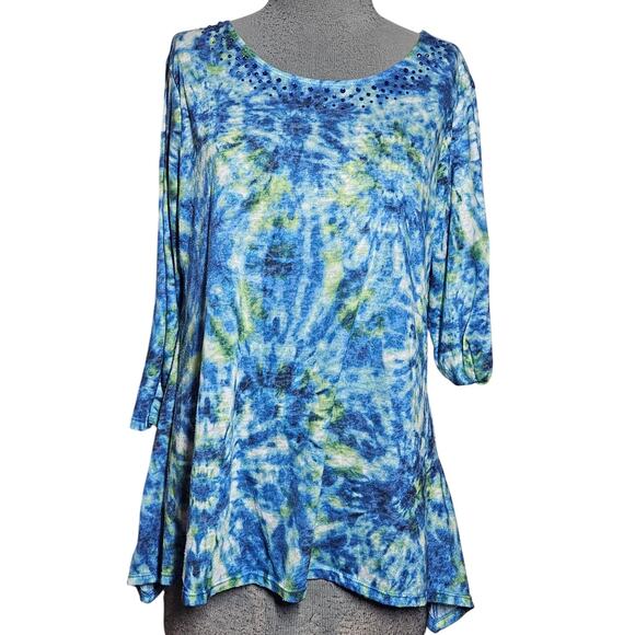 Tie Dye Embellished Tee Size Medium - Picture 1 of 3